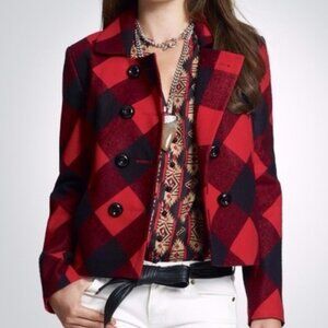 NWT Jones New York Signature Red‎ Black Cropped Jacket Size 12